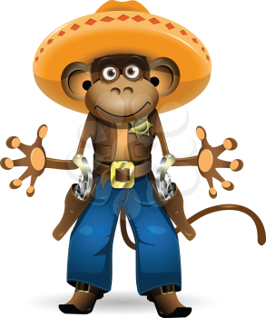 Royalty Free Clipart Image of a Monkey Sheriff
