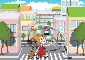 Royalty Free Clipart Image of a Pedestrian Crossing