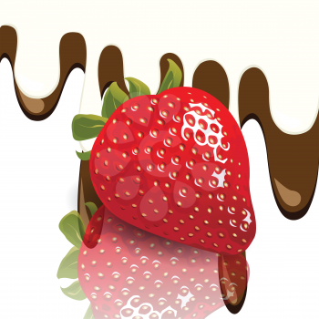 Royalty Free Clipart Image of a Strawberry With Chocolate