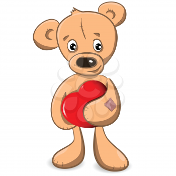 Royalty Free Clipart Image of a Bear Holding a Heart