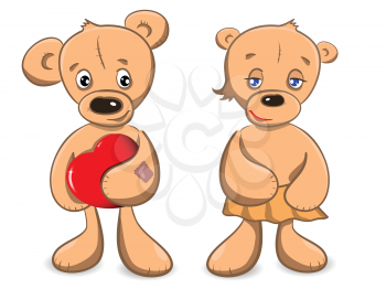 Royalty Free Clipart Image of Two Teddy Bears