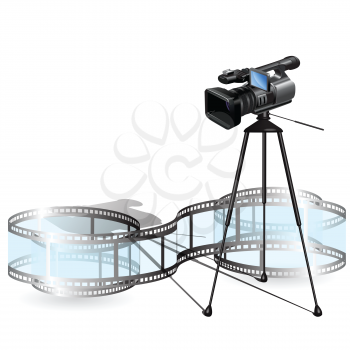 Royalty Free Clipart Image of a Video Camera and Film