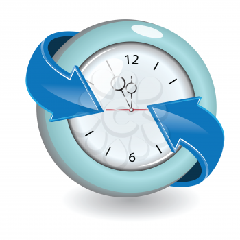 Royalty Free Clipart Image of a Clock With Arrows