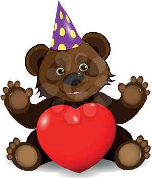 illustration of a bear cub in a festive hat
