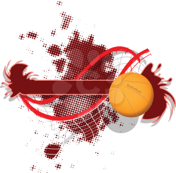 Royalty Free Clipart Image of an Abstract Background With a Basketball