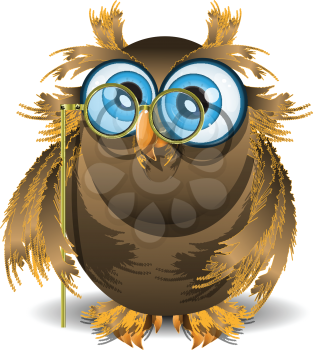 Royalty Free Clipart Image of an Owl With Eyeglasses