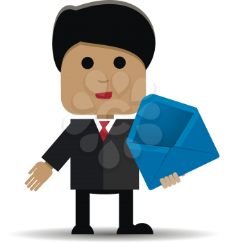 Abstract illustration of a man with a blue envelope