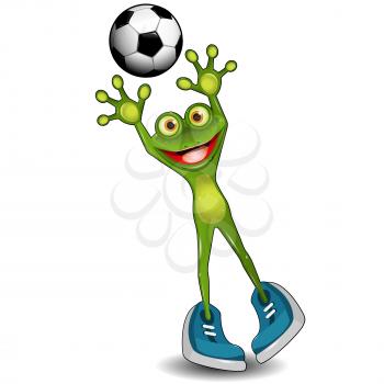 Illustration Green Frog Goalkeeper with a Soccer Ball