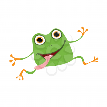 Stock Illustration Funny Cartoon Frog on a White Background