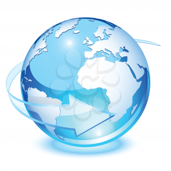 Royalty Free Clipart Image of a Blue Crystal Ball Earth