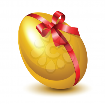 Royalty Free Clipart Image of a Golden Egg with a Bow