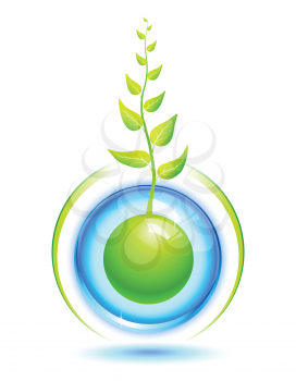 Royalty Free Clipart Image of a Globe Growing a Plant