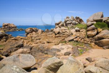 Royalty Free Photo of Pink Rocks in Ploumanach, Brittany, France