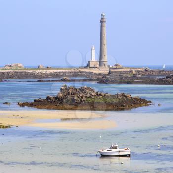 The tallest lighthouse in Europe, Ile Vierge, near Plouguerneau, Finistere, Brittany, France