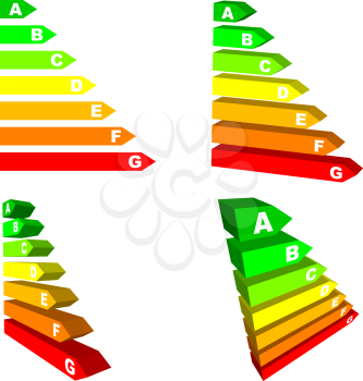 Royalty Free Clipart Image of Energy Efficiency Scales