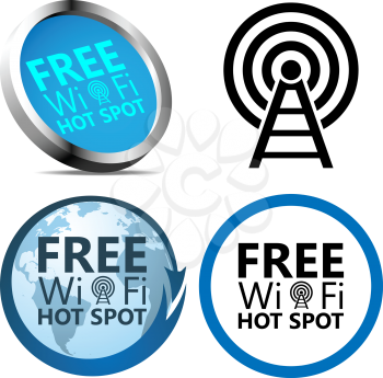 Royalty Free Clipart Image of Free Wi-Fi Internet Access Signs