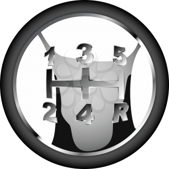Royalty Free Clipart Image of a Manual Chrome Gear Stick