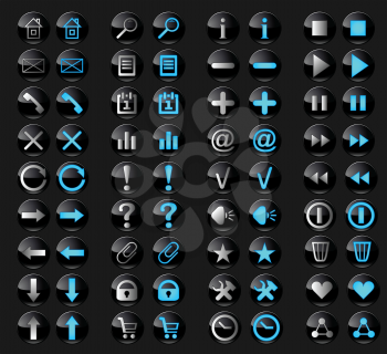 Royalty Free Clipart Image of Black Glossy Icons