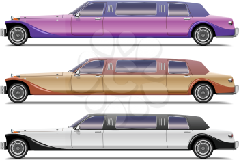 Royalty Free Clipart Image of Limousines