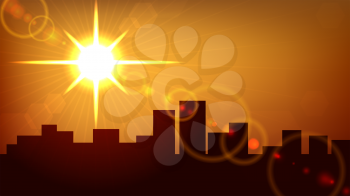 City sunset vector background. EPS10 file.