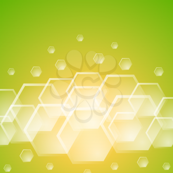 Abstract yellow and green background with hexagon shapes. EPS10 file.