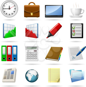Business and office icons set isolated on white. EPS10 file.
