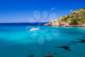 Cala de Algariens seascape  in sunny day at Menorca, Spain.