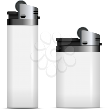 White blank lighters vector template isolated on white background.