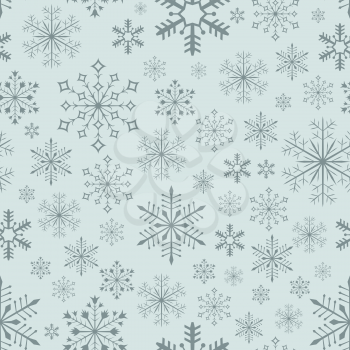 Abstract seamless bluish snowflake vector background.