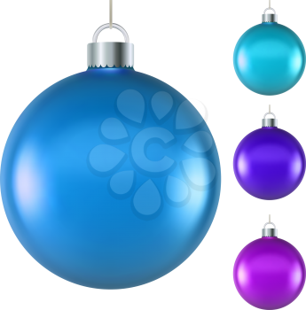 Blank blue Christmas ball isolated on white background.
