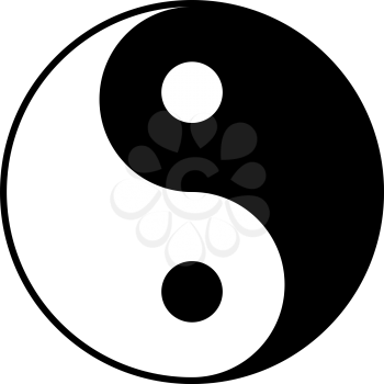 Black and white yin-yan symbol isolated on white background.