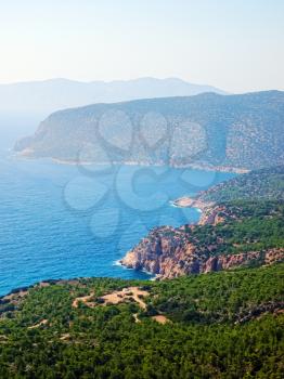 Rhodes coastline in sunny day, Greece.