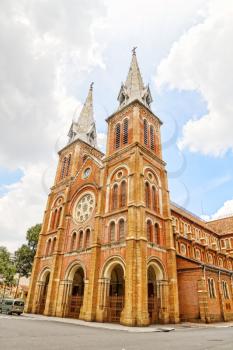 Basilica of Our Lady of The Immaculate Conception or Saigon Notre-Dame Basilica in Ho Chi Minh City, Vietnam. The Cathedral was built by French colonists in 1880.