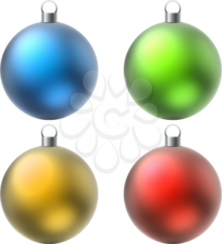 Blank color Christmas balls set isolated on white background.