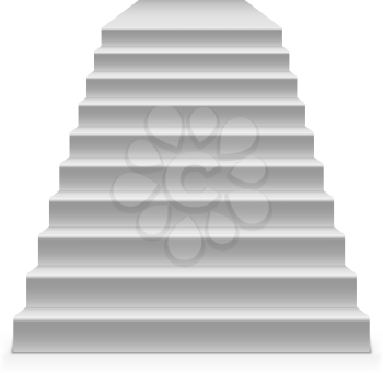 White steps to pedestal vector template isolated on white background.