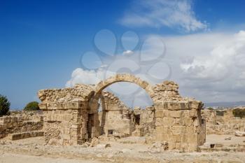 Saranta Kolones at Paphos Archaeological Park, Cyprus. The Byzantine castle built at the end of the 7th century AD.
