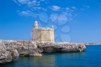 Castell de Sant Nicolau at the port mouth of Ciutadella de Menorca, Spain.