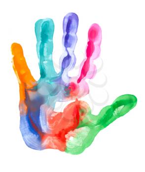 Royalty Free Photo of a Closeup of a Colorful Hand Print