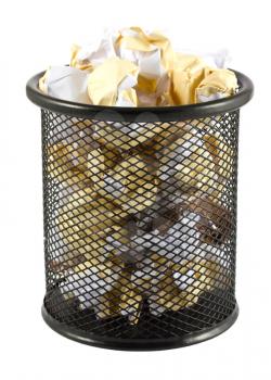 Royalty Free Photo of a Garbage Bin With Crumpled Papers