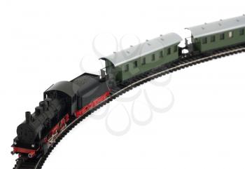 Royalty Free Photo of a Toy Steam Locomotive on a Track