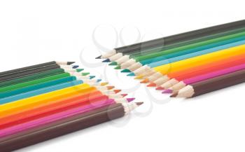 Royalty Free Photo of a Line Up of Multi-Coloured Pencils