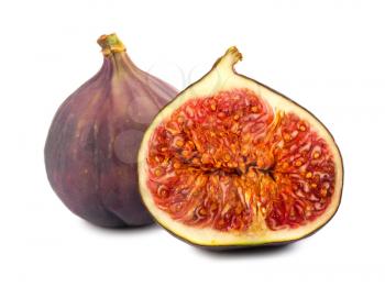 Royalty Free Photo of a Full and Half of a Fig