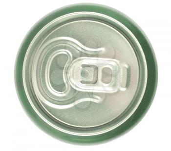 Aluminum can top view isolated on white background