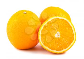 Ripe oranges isolated on white background