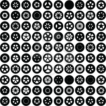 Royalty Free Clipart Image of Wheel Silhouettes