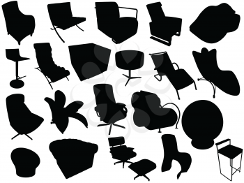 Royalty Free Clipart Image of a Silhouette of Armchairs
