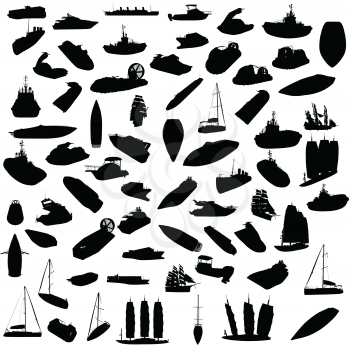 Royalty Free Clipart Image of Boat Silhouettes