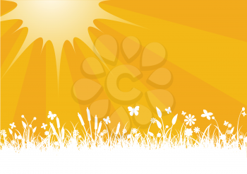 Royalty Free Clipart Image of a Meadow and Sunshine
