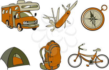 Royalty Free Clipart Image of Outdoor Camping Icons