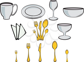 Royalty Free Clipart Image of Kitchen Dishes